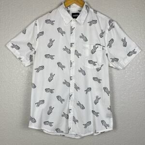 Jackson Button Up Mens‎ L 100% Cotton Short Sleeve Novelty Print Cheetah